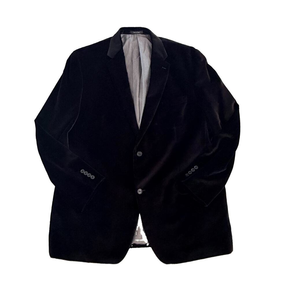 Calvin Klein Black Velvet Two Button Blazer Coat 2XLT Tall 2XL EUC Lined Preppy